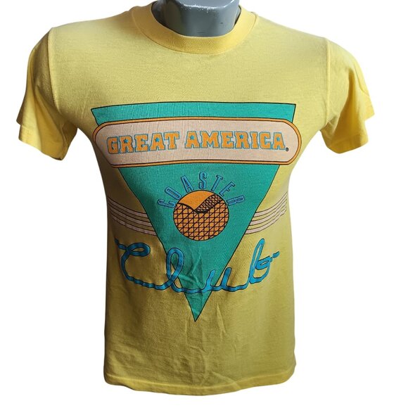 Small Single Stitch T-shirt Great America Roller Coaster Club 1980's Puff Print - Picture 2 of 7